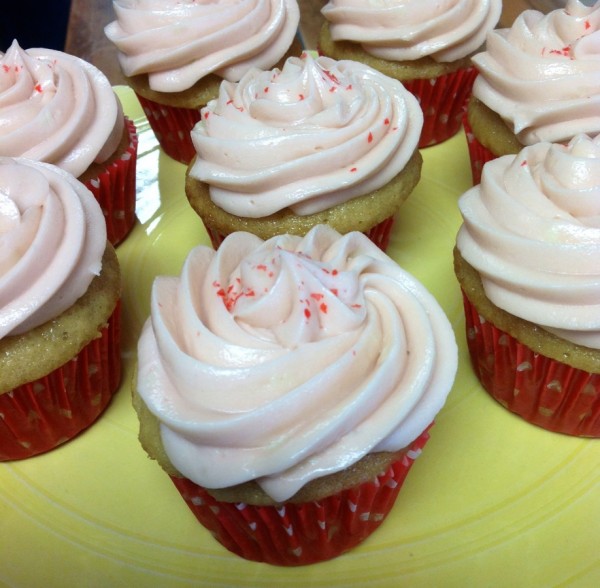 vanilla vegan cupcakes with rose frosting
