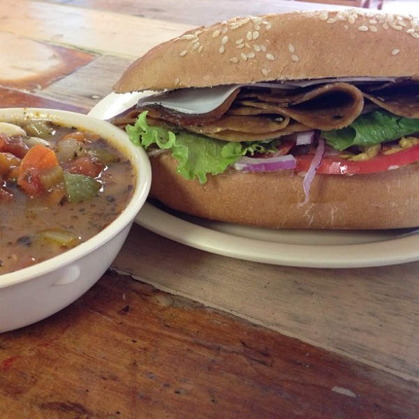 vegan italian sub and minestrone soup