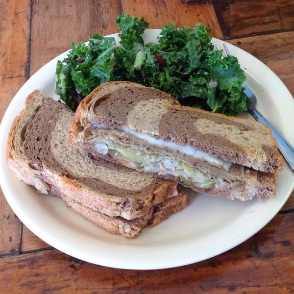vegan reuben sandwich with pastrami